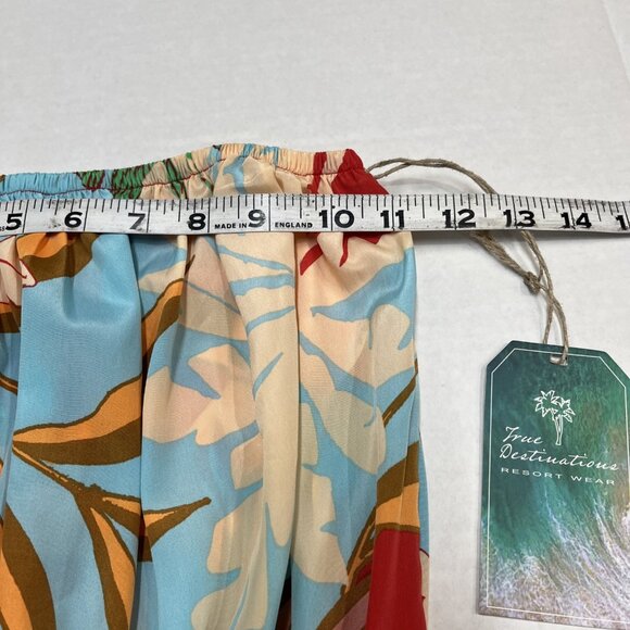 True Destination Resort Wear Jumpsuit Womens S Satin Strapless Wide Split‎ Leg - Picture 9 of 12